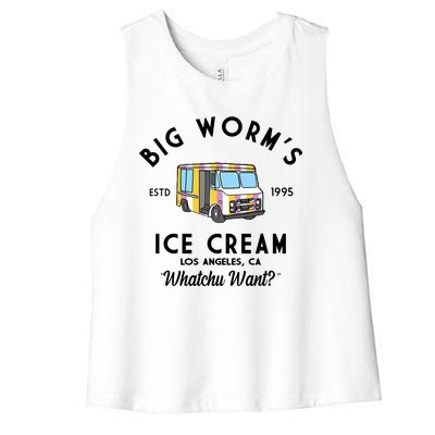 Big Worms Ice Cream Truck Vintage 1995 Women's Racerback Cropped Tank