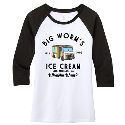 Big Worms Ice Cream Truck Vintage 1995 Women's Tri-Blend 3/4-Sleeve Raglan Shirt