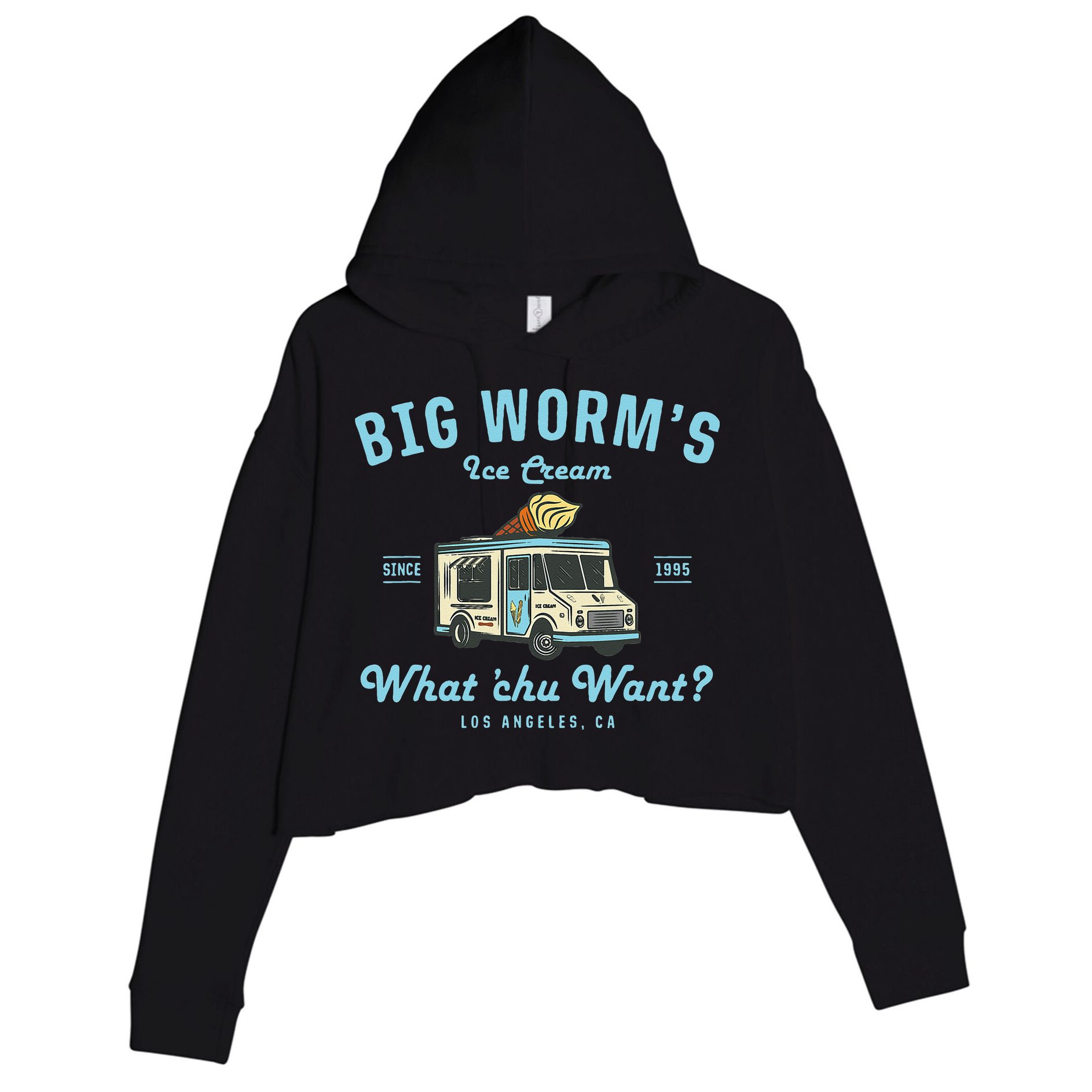 Big Worms Ice Cream Truck What Chu Want Crop Fleece Hoodie