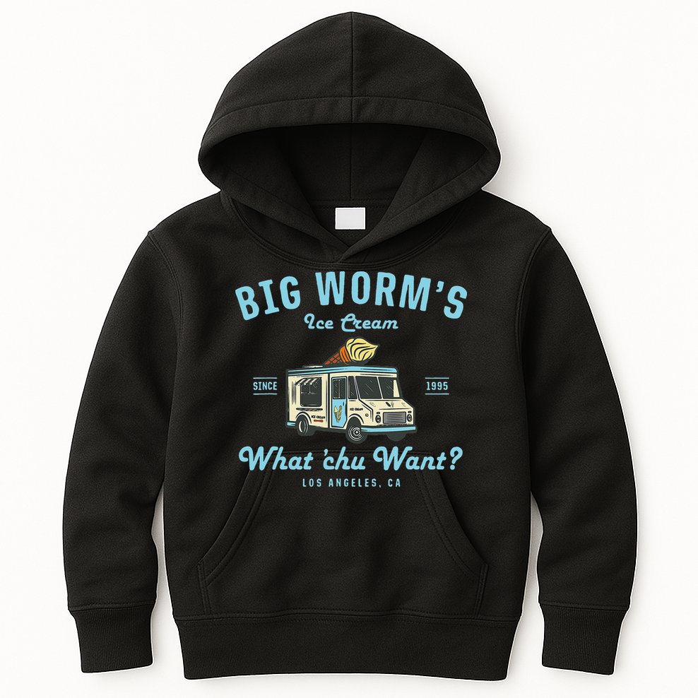 Big Worms Ice Cream Truck What Chu Want Kids Hoodie
