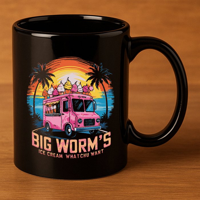 Big WormS Ice Cream Whatchu Want Funny Ice Cream Lovers 11oz C Handle Ceramic Mug