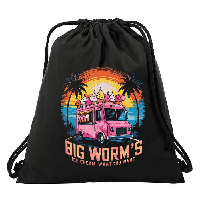 Big WormS Ice Cream Whatchu Want Funny Ice Cream Lovers Drawstring Bag