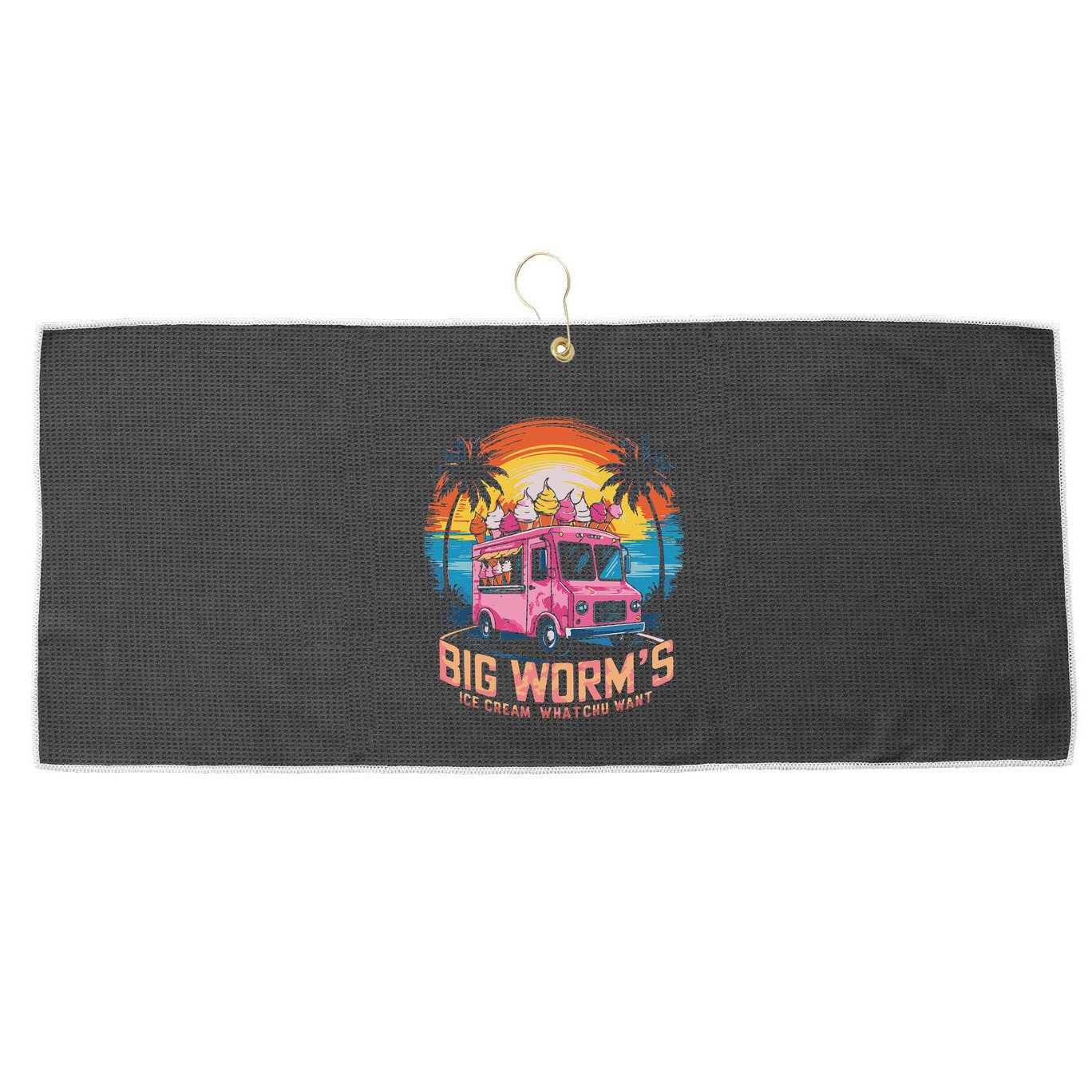 Big WormS Ice Cream Whatchu Want Funny Ice Cream Lovers Large Microfiber Waffle Golf Towel
