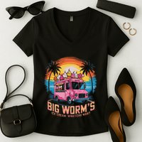Big WormS Ice Cream Whatchu Want Funny Ice Cream Lovers Women's V-Neck T-Shirt