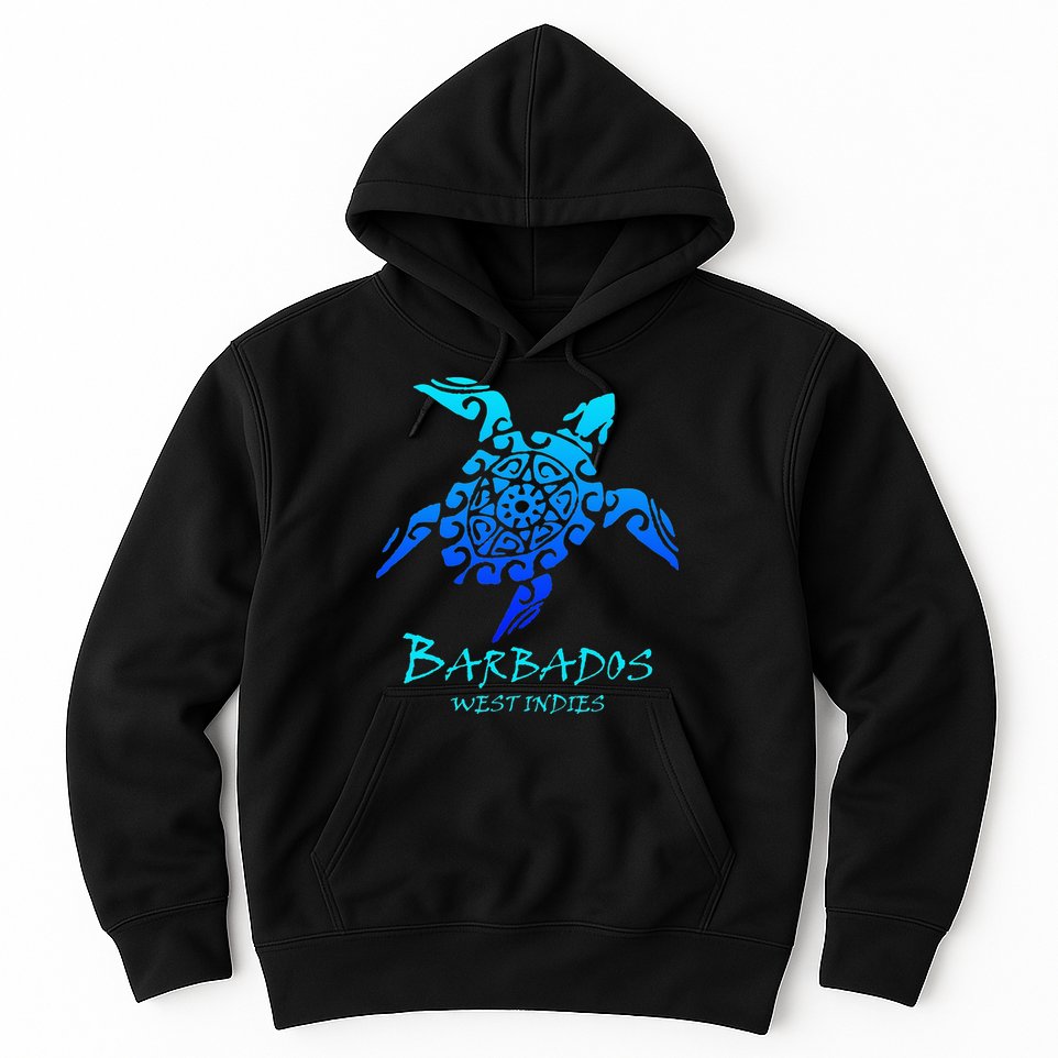Barbados, West Indies Vintage Retro Tribal Turtle Vacation Hoodie