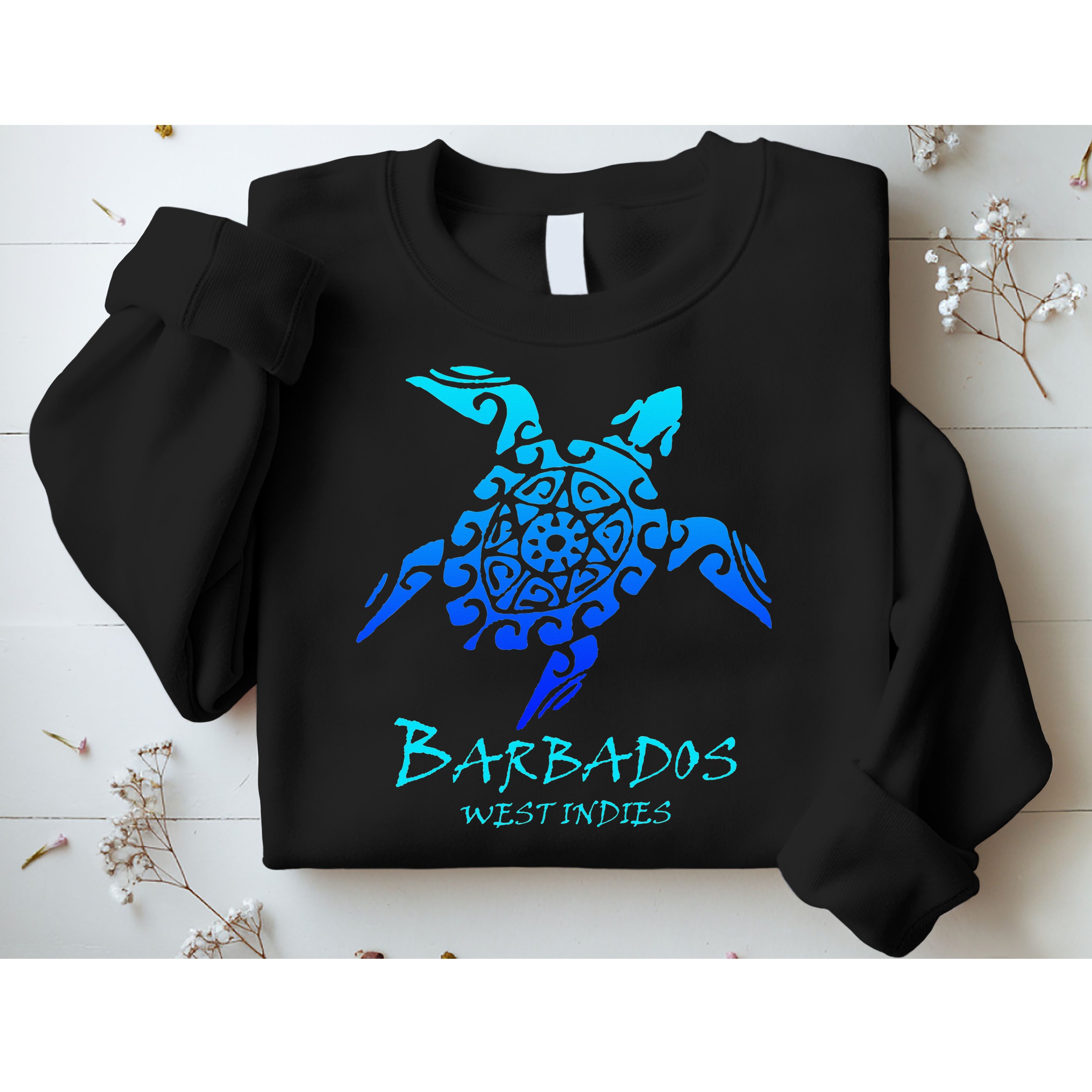 Barbados, West Indies Vintage Retro Tribal Turtle Vacation Sweatshirt