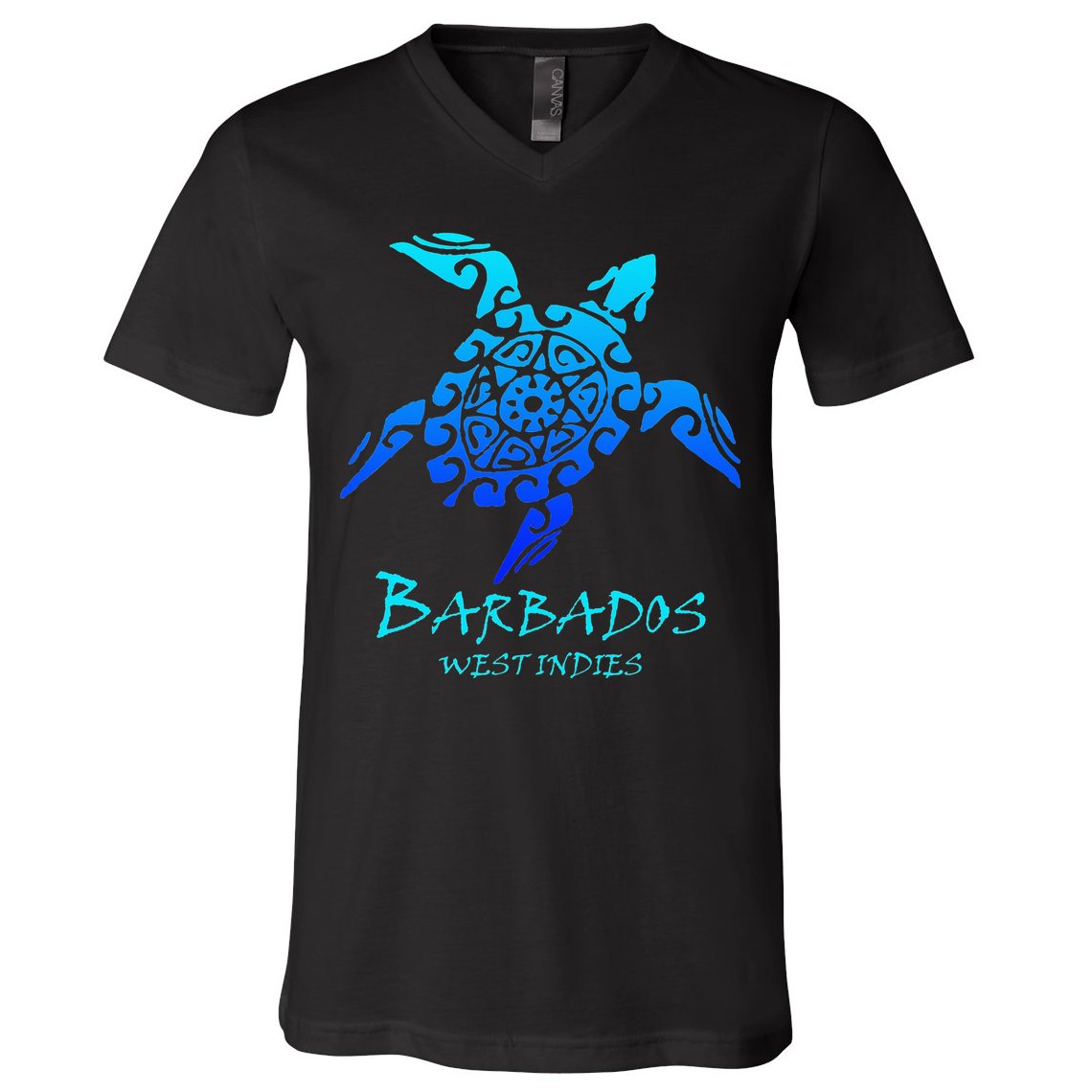 Barbados, West Indies Vintage Retro Tribal Turtle Vacation V-Neck T-Shirt