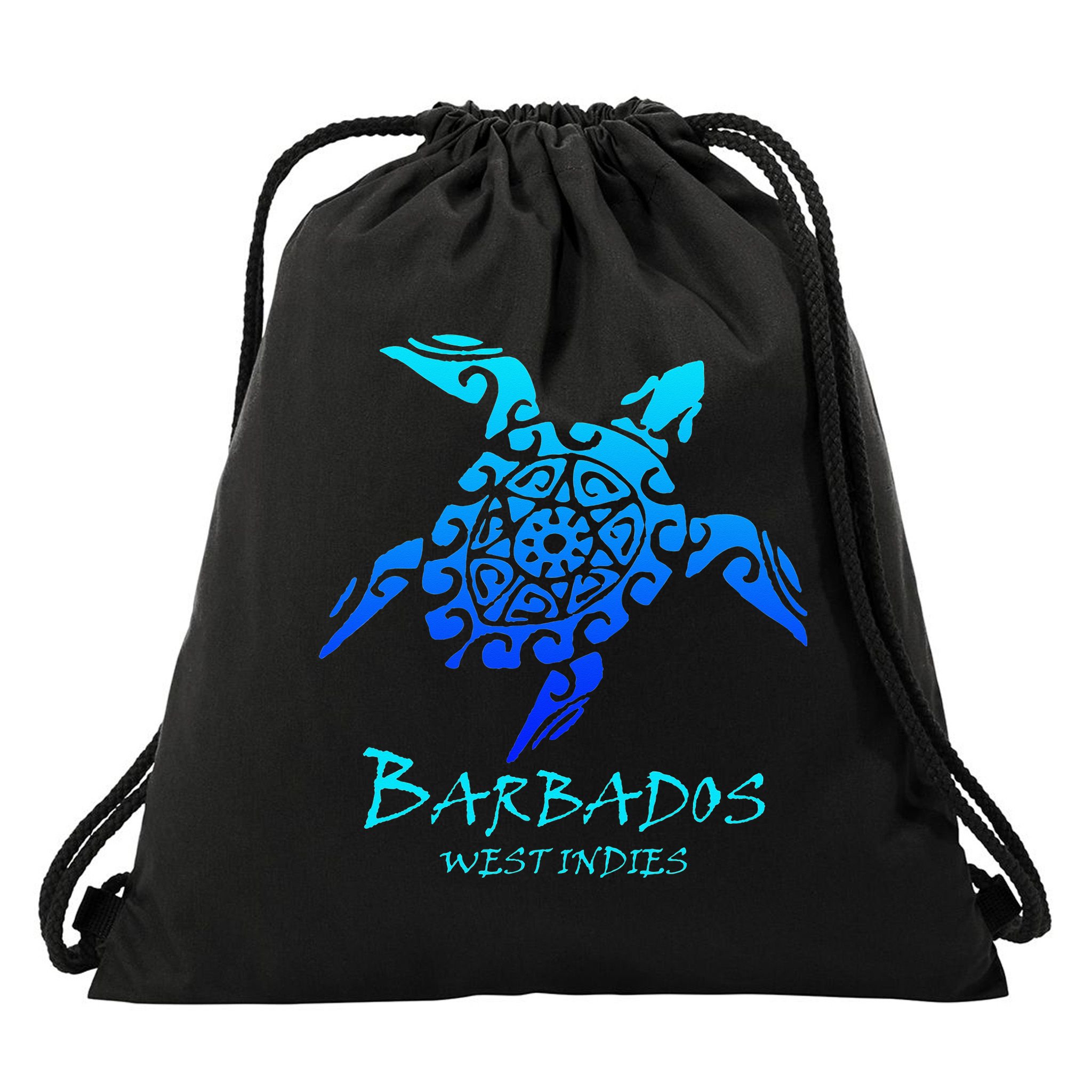 Barbados, West Indies Vintage Retro Tribal Turtle Vacation Drawstring Bag