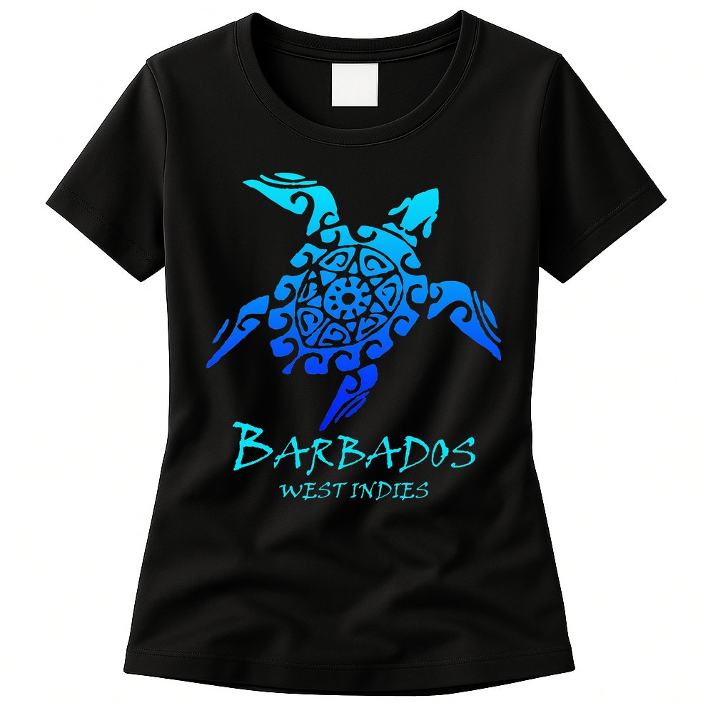 Barbados, West Indies Vintage Retro Tribal Turtle Vacation Womens T-Shirt