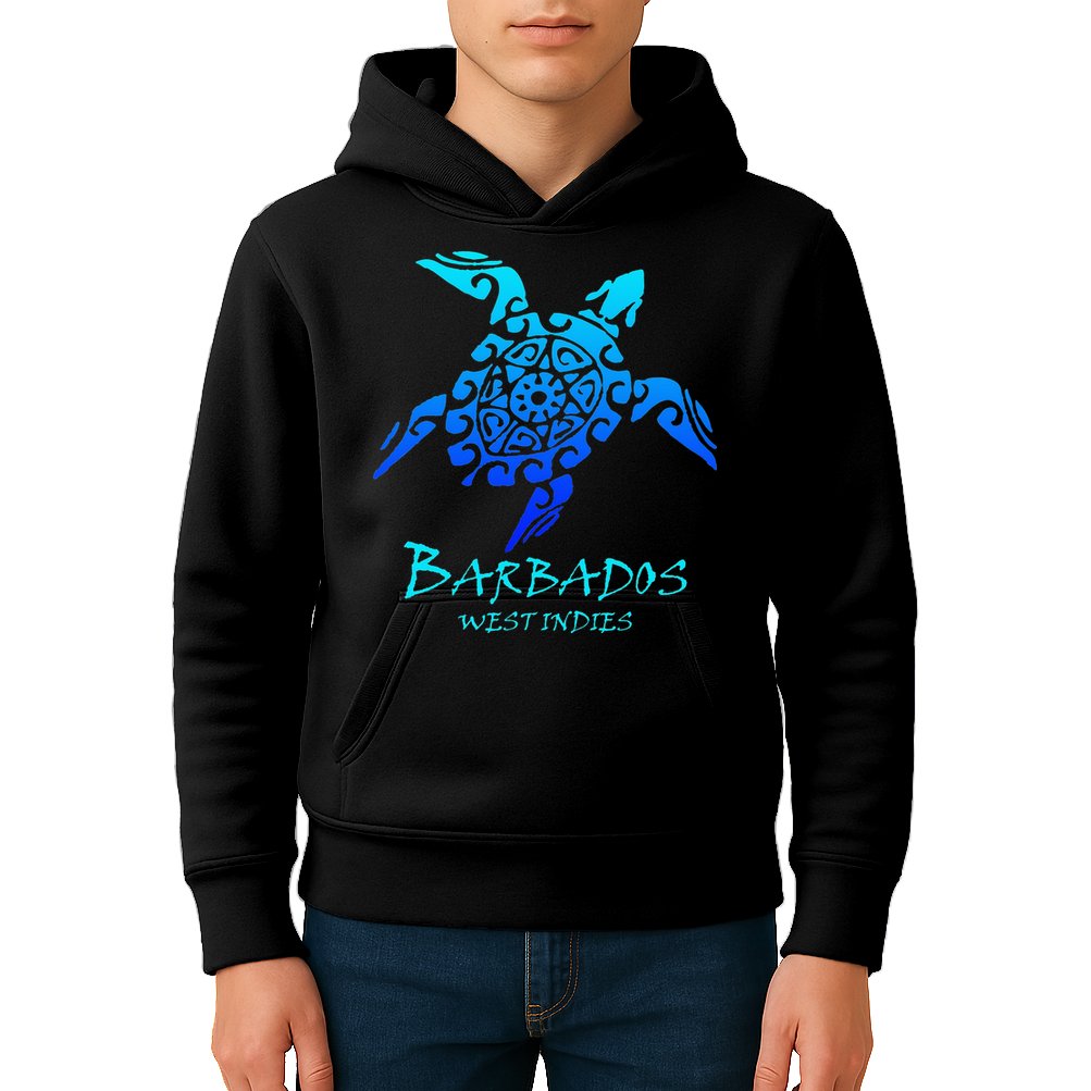 Barbados, West Indies Vintage Retro Tribal Turtle Vacation Kids Hoodie