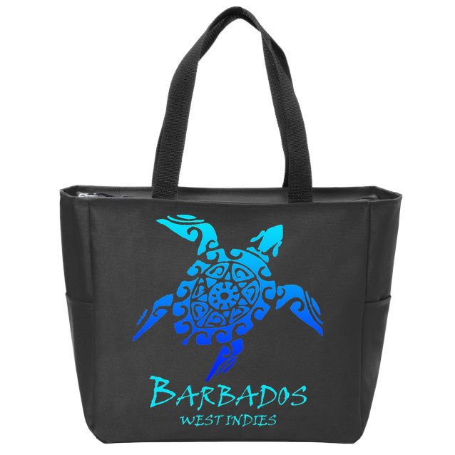 Barbados, West Indies Vintage Retro Tribal Turtle Vacation Zip Tote Bag