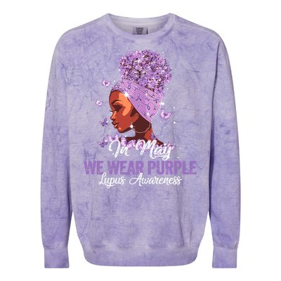 Black Women In May We Wear Purple Ribbon Lupus Awareness Colorblast Crewneck Sweatshirt