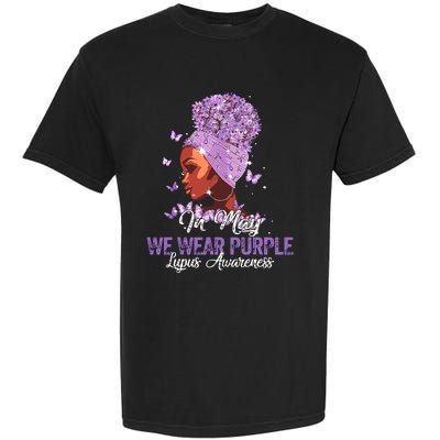 Black Women In May We Wear Purple Ribbon Lupus Awareness Garment-Dyed Heavyweight T-Shirt