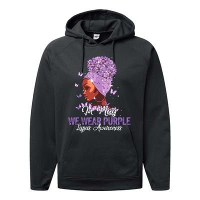 Black Women In May We Wear Purple Ribbon Lupus Awareness Performance Fleece Hoodie