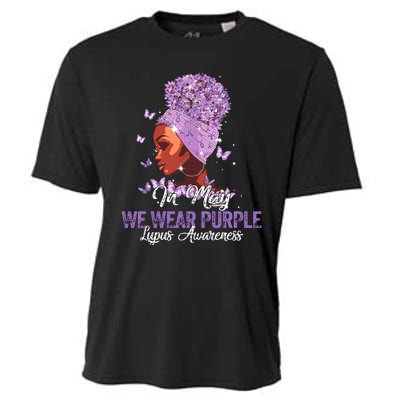 Black Women In May We Wear Purple Ribbon Lupus Awareness Cooling Performance Crew T-Shirt