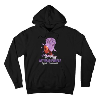 Black Women In May We Wear Purple Ribbon Lupus Awareness Hoodie