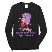 Black Women In May We Wear Purple Ribbon Lupus Awareness Long Sleeve Shirt