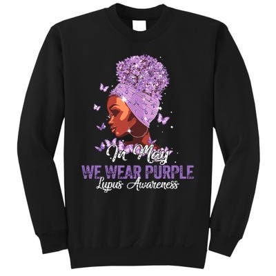 Black Women In May We Wear Purple Ribbon Lupus Awareness Sweatshirt