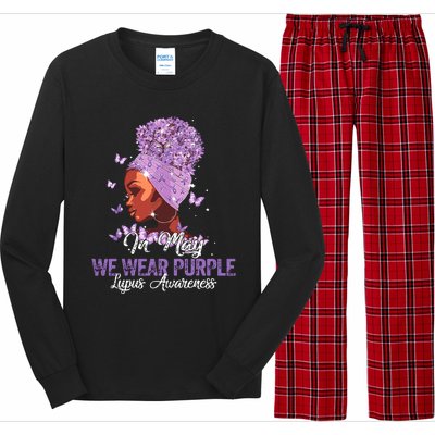 Black Women In May We Wear Purple Ribbon Lupus Awareness Long Sleeve Pajama Set