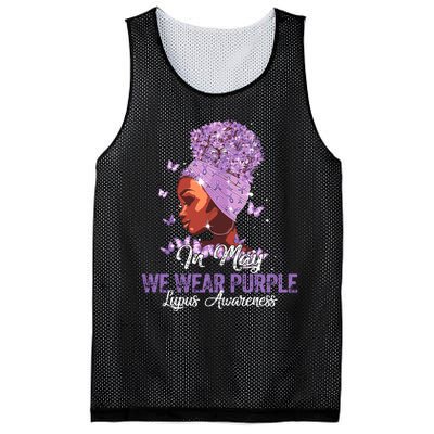 Black Women In May We Wear Purple Ribbon Lupus Awareness Mesh Reversible Basketball Jersey Tank