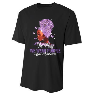 Black Women In May We Wear Purple Ribbon Lupus Awareness Performance Sprint T-Shirt