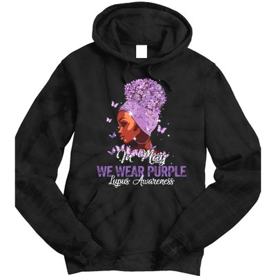 Black Women In May We Wear Purple Ribbon Lupus Awareness Tie Dye Hoodie