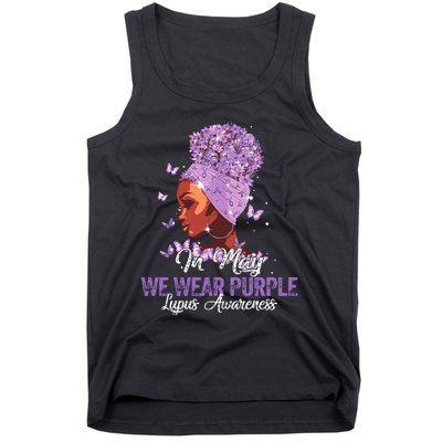 Black Women In May We Wear Purple Ribbon Lupus Awareness Tank Top