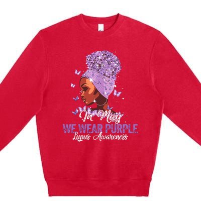 Black Women In May We Wear Purple Ribbon Lupus Awareness Premium Crewneck Sweatshirt