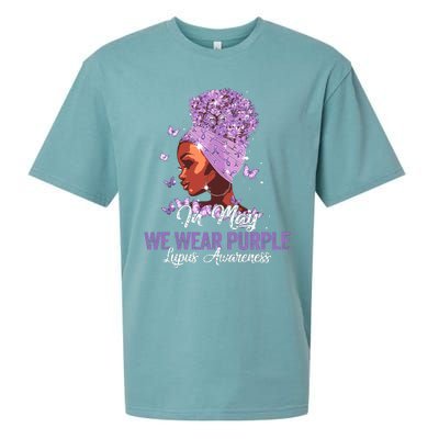 Black Women In May We Wear Purple Ribbon Lupus Awareness Sueded Cloud Jersey T-Shirt