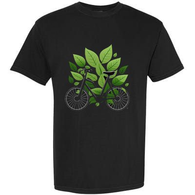 Biking Walking in Nature Bike Lover black bike green leaf Garment-Dyed Heavyweight T-Shirt