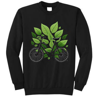 Biking Walking in Nature Bike Lover black bike green leaf Sweatshirt