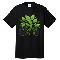 Biking Walking in Nature Bike Lover black bike green leaf Tall T-Shirt