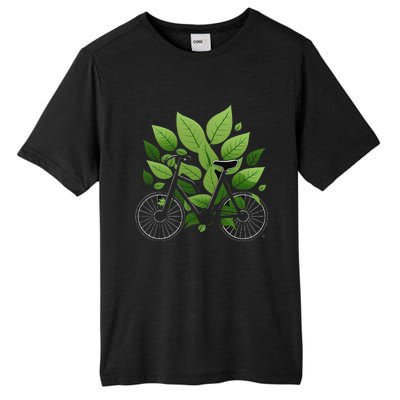 Biking Walking in Nature Bike Lover black bike green leaf Tall Fusion ChromaSoft Performance T-Shirt