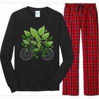 Biking Walking in Nature Bike Lover black bike green leaf Long Sleeve Pajama Set