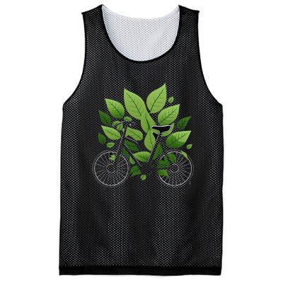 Biking Walking in Nature Bike Lover black bike green leaf Mesh Reversible Basketball Jersey Tank