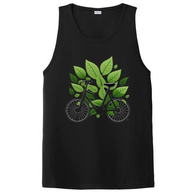 Biking Walking in Nature Bike Lover black bike green leaf PosiCharge Competitor Tank