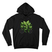 Biking Walking in Nature Bike Lover black bike green leaf Tall Hoodie