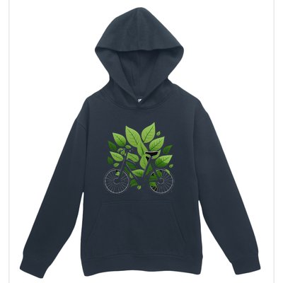 Biking Walking in Nature Bike Lover black bike green leaf Urban Pullover Hoodie