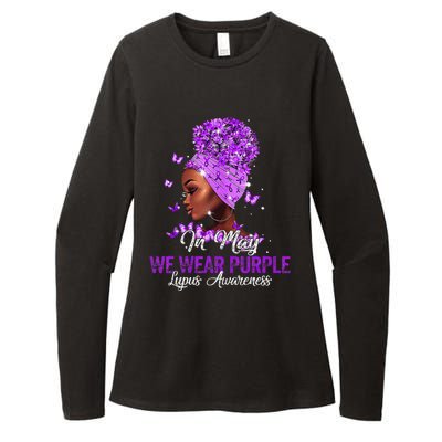 Black Wo In May We Wear Purple Ribbon Lupus Awareness Womens CVC Long Sleeve Shirt