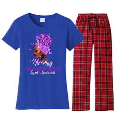 Black Wo In May We Wear Purple Ribbon Lupus Awareness Women's Flannel Pajama Set