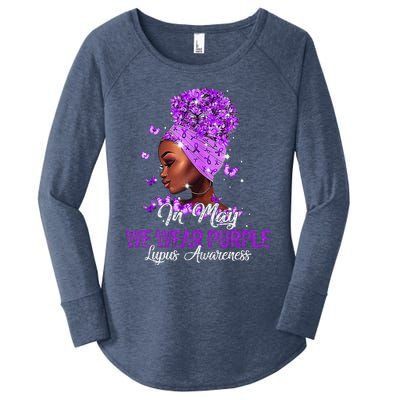 Black Wo In May We Wear Purple Ribbon Lupus Awareness Women's Perfect Tri Tunic Long Sleeve Shirt