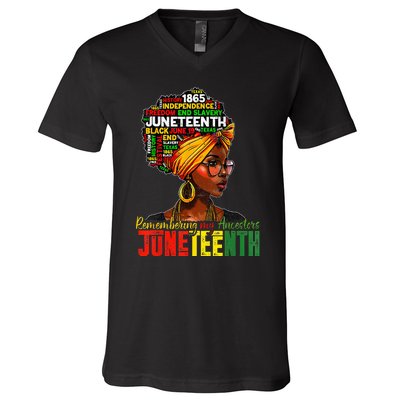 Black Wo Juneteenth Remembering My Ancestors V-Neck T-Shirt