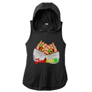 Black Woman Juneteenth Nails Juneteenth Afro Woman Hands Ladies PosiCharge Tri-Blend Wicking Draft Hoodie Tank