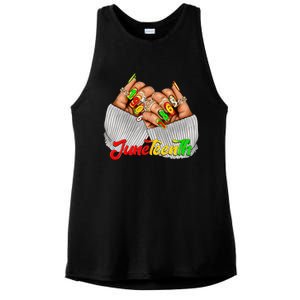 Black Woman Juneteenth Nails Juneteenth Afro Woman Hands Ladies PosiCharge Tri-Blend Wicking Tank