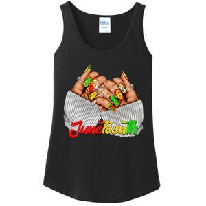 Black Woman Juneteenth Nails Juneteenth Afro Woman Hands Ladies Essential Tank