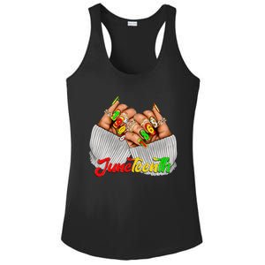 Black Woman Juneteenth Nails Juneteenth Afro Woman Hands Ladies PosiCharge Competitor Racerback Tank