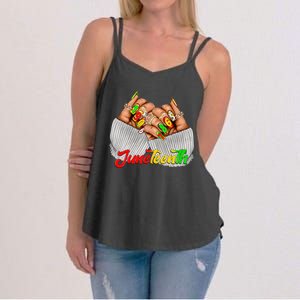 Black Woman Juneteenth Nails Juneteenth Afro Woman Hands Women's Strappy Tank