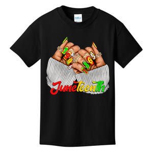 Black Woman Juneteenth Nails Juneteenth Afro Woman Hands Kids T-Shirt