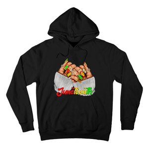 Black Woman Juneteenth Nails Juneteenth Afro Woman Hands Hoodie