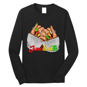 Black Woman Juneteenth Nails Juneteenth Afro Woman Hands Long Sleeve Shirt